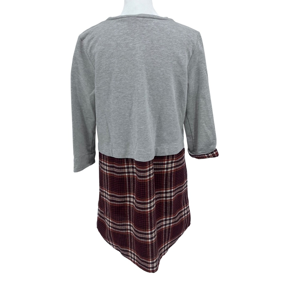Doe & Rae Womens Gray Layered Plaid Dress Medium Burgundy School Girl Preppy - Picture 3 of 12